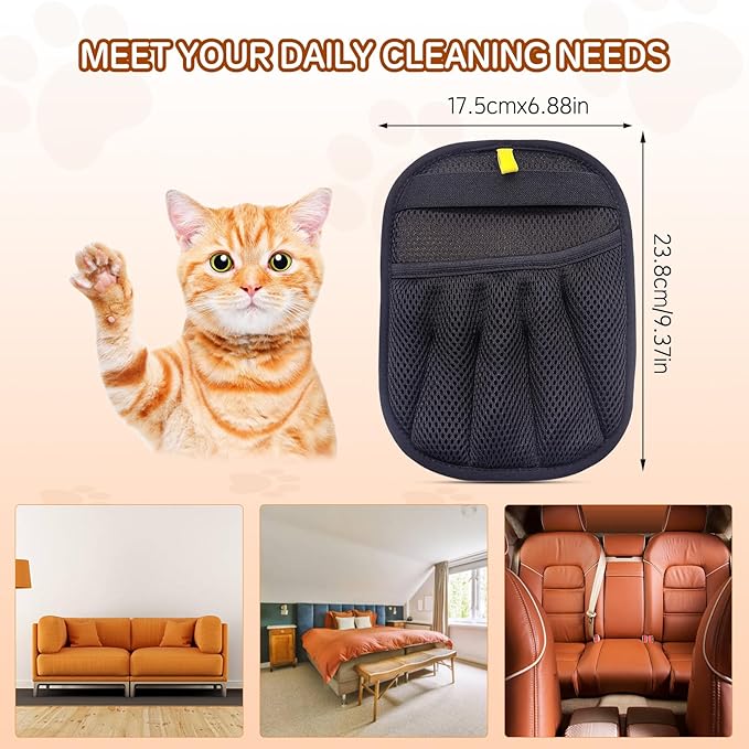 Pet Hair Remover Electrostatic Gloves,Pet Hair Removal for Cats & Dogs, Cat Grooming Gloves,Pet Hair Fur Removal Mitt, Cleanup for Furniture, Clothing, and Upholstery,Reusable (2pcs)