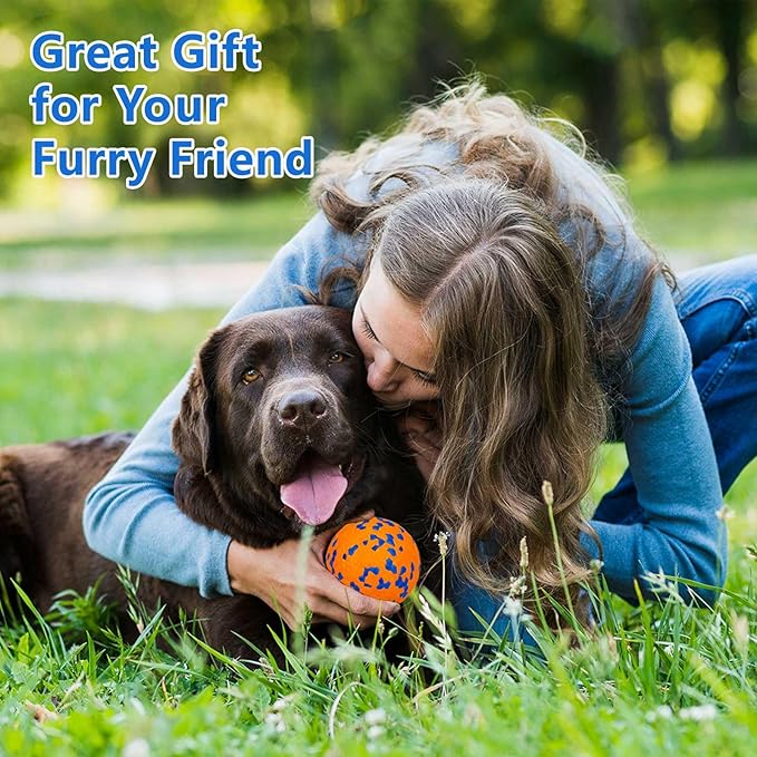 4 Pack Super Bouncy Dog Balls, Fun Indestructible Tennis Balls for Aggressive Chewers, Durable Floating Fetch Toys for Medium and Large Dogs with Lifetime Replacemnet