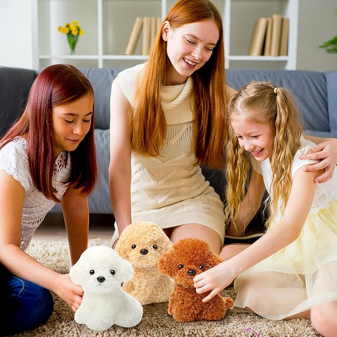 6 Pcs 8 Inch Stuffed Animal Plush Dog Puppy Soft Plush Pillow Toy Fluffy Puppy Set for Kids Girls Dog Theme Party Favor Birthday Baby Room Home Decor(Adorable Style,Retro Color)