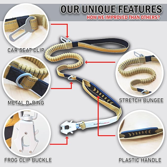 ProMax Tactical Dog Harness & Leash Set - Medium, Military Style, No-Pull Brown M