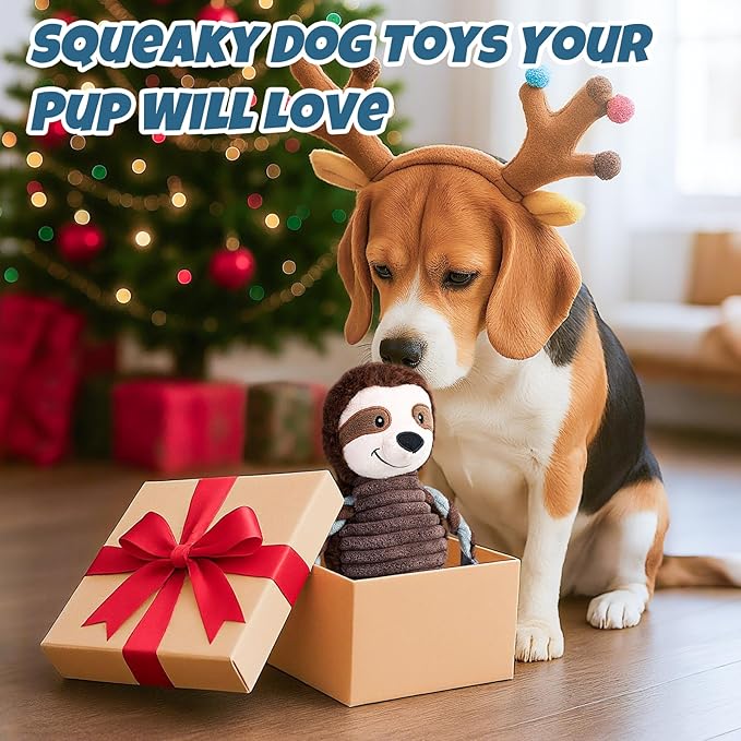 Squeaky Dog Toy for Small Medium Large Dogs – Plush Dog Chew Toy with 5 Squeakers, Interactive and Durable Pet Toy for Chewing and Playing