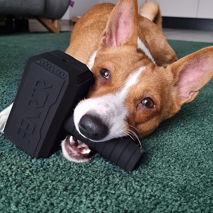 Fenrir Hammer Dog Chew Toy Strong Rubber Stuffable Enrichment Toy for Chewers (Black, Medium)
