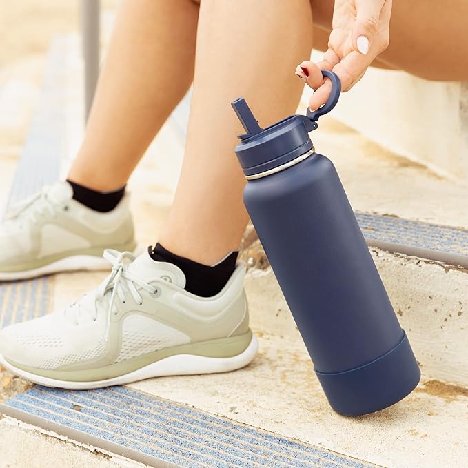 Hydrapeak 32oz Sport Insulated Water Bottle with Chug Lid, Leak & Spill Proof, Keeps Drinks Cold for 24 Hours, Hot for 12 Hours, Premium Stainless Steel Water Bottles (32oz, Tangerine)