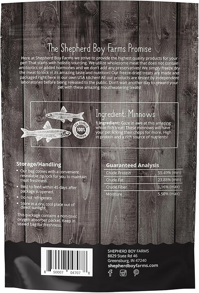 Freeze Dried Dog and Cat Treats, Minnows, All Natural Single Ingredient Freeze-Dried Dog Treat & Snacks, Made in USA, High in Protein, Essential Nutrition of Raw Food, 5oz