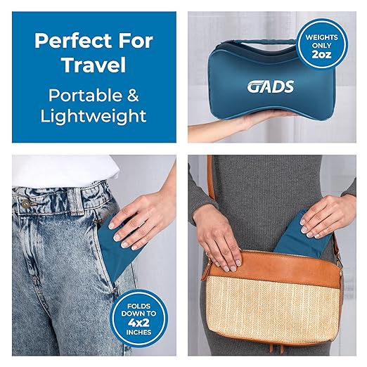 Inflatable Knee Pillow for Side Sleepers - Travel Knee Pillow - Leg Pillow for Side Sleeping - Hip, Back and Sciatica Pain Relief Pillow - Lightweight & Portable for Travel - Blue