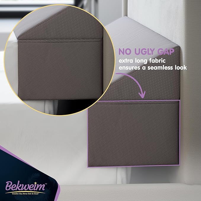 Wedge Pillow Headboard Bed Gap Filler Full - Headboard Pillow Full Size 54 X 10 X 6 - Long Pillow for Bed Wedge Gap Filler with Large Pocket for Bed Accessories - Mattress Gap Filler (Grey)