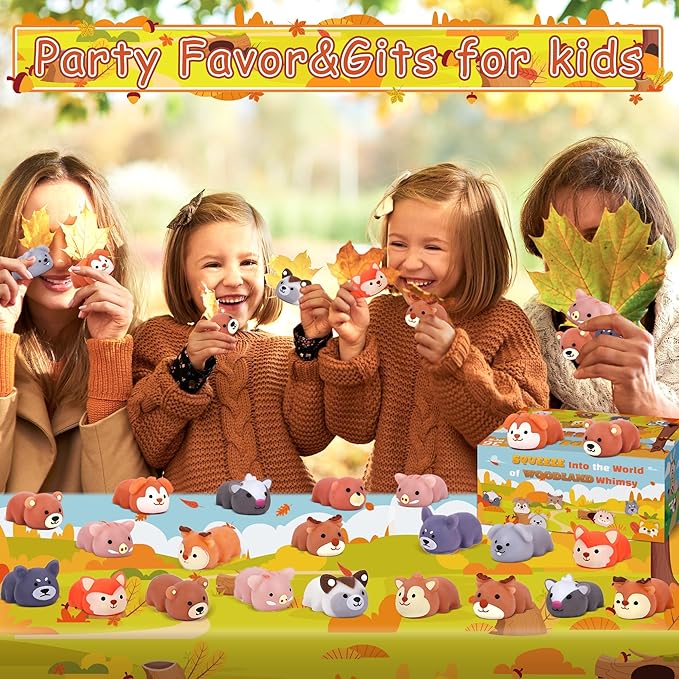 36 PCS Woodland Party Favors Mochi Squishy Forest Aniamls Toys for Kids