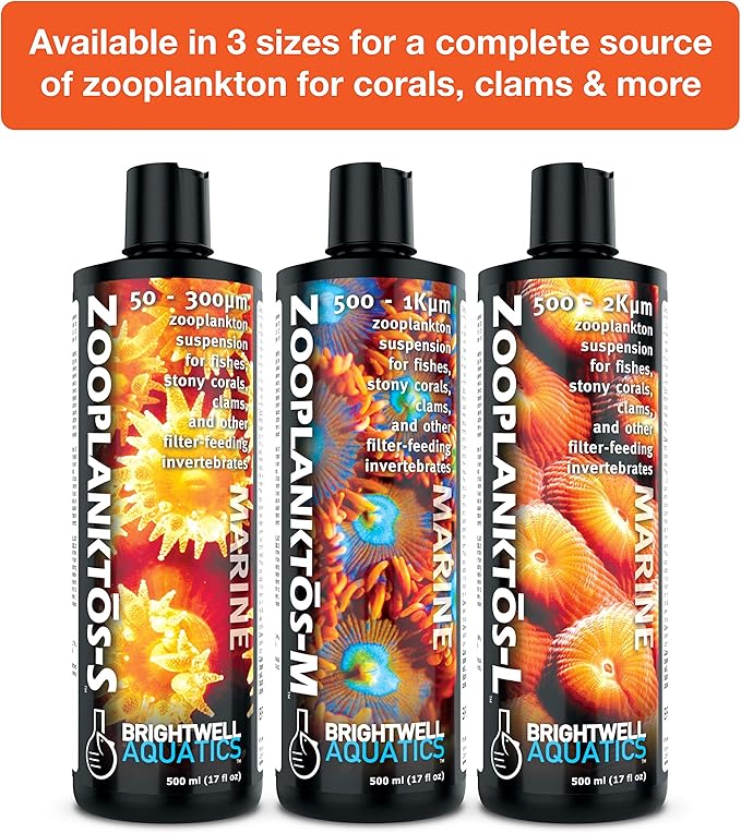 Brightwell Aquatics Zooplanktōs-M Copepod Suspension for Reef Corals Clams Juvenile Fish Invertebrates Rich in Omega-3 Fatty Acids Amino Acids & Carotenoids, 20L
