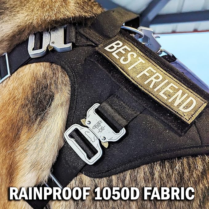 Tactical Dog Harness for Small Sized Dogs with Metal Buckle; Military Style Tactical Dog Vest Harnesses; Heavy Duty Harness for Small Dogs with All Metal Components. Black (S)