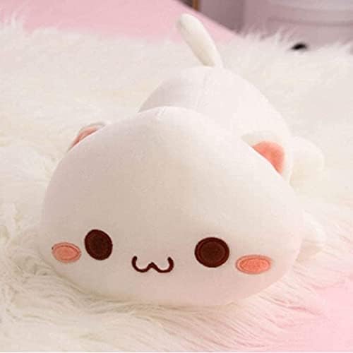 Cute Kitten Plush Toy Stuffed Animal Pet Kitty Soft Anime Cat Plush Pillow，Plush cat Doll Pillow Toys Children's (White)