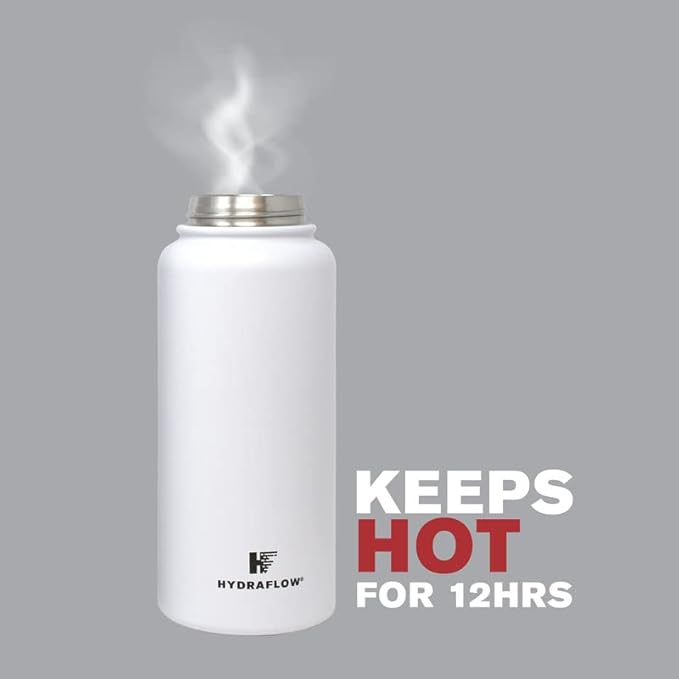 Hydraflow Hybrid - Triple Wall Vacuum Insulated Water Bottle with Flip Straw (17oz, Sand) Stainless Steel Metal Thermos, Reusable Leak Proof BPA-FREE for Sports and Travel