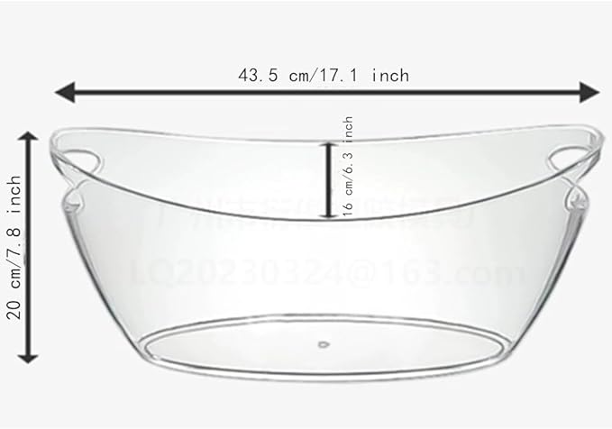Ice Buckets for Parties, 5.5 Liter Large Clear Acrylic Food Grade Ice Bucket, Mimosa Bar Supplies Beverage Tub for Champagne Beer Sparkling Wine Cocktails, 16.9, Transparent, OUKEYI-100894