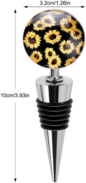 Sunflower Decorative Wine Stoppers, Wine Bottle Stopper with Beautiful Art Glass，Beverage Bottle Stoppers For Gifts, Bar, Holiday Party, Wedding, Wine Stoppers, Wine Stoppers and Pourers (2H820)
