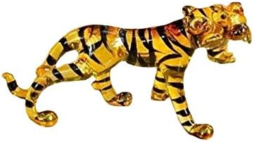 Tiny 3" Yellow Black Stripe Roar Bengal Tiger - Miniature Hand Blown Glass Tigers Panthera Wild Cats Crystal Wildlife Animals Decorative Figure Collectible Figurine Décor Gifts
