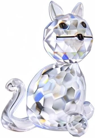 H&D HYALINE & DORA Crystal Collectible Standing Cat Figurine Miniature Glass Christmas Collectible