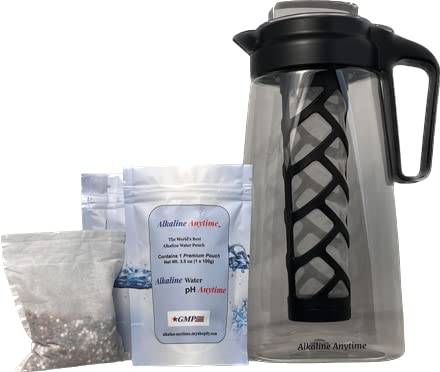 Alkaline Water Filter Pitcher with Infuser, Tritan Pitcher with Lid 2L | 9.5 pH Alkaline Filters | Tea Pitcher | Tritan BPA Free Ice Coffee Maker | Infuser Pitcher (100g Filter)
