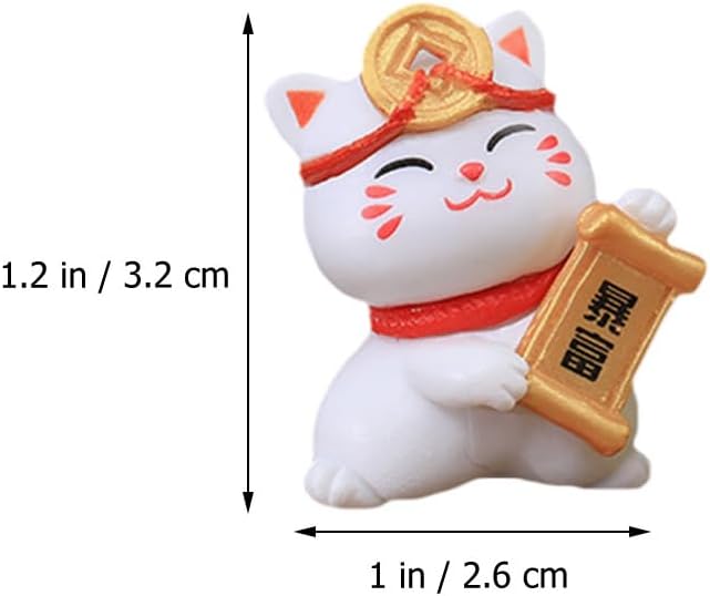 Yardwe 12 Pcs Miniature Lucky Cat Figurines, Resin Garden Ornaments for Home, Desktop, Bonsai, Car Decor, Assorted Colors, 2.04 X 1.02 X 1.25 Inches