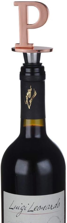 Miicol Wine Stopper, Prosecco Stopper, Wine Bottle Stopper, Personalised Champagne Stopper, Rose Gold Wine Accessories, Wine Lovers Gift, Monogram Gift, Letter P