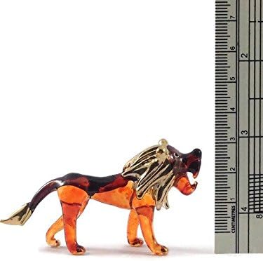 Tiny 3" Brown Gold Roar Lion - Miniature Hand Blown Painted Glass Tigers Lions Panthera Wild Cats Crystal Wildlife Animal Decorative Figures Collectible Figurines Décor Gifts