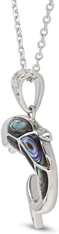 AFFY Abalone Shell Animal (Starfish, Dolphin, Seahorse, Frog, Dragonfly, Whale Tail, Turtle) 14K White Gold Over Sterling Silver Pendant Necklace Jewelry Gift For Her
