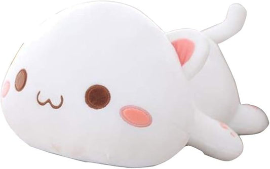 Cute Kitten Plush Toy Stuffed Animal Pet Kitty Soft Anime Cat Plush Pillow, Plush Cat Doll Soft Stuffed Kitten Pillow Doll Toyfor Kids (White)