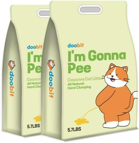 Cassava Cat Litter, Spherical, Non-Stick Super Clumping, No Odor,No Dust,No Mess,100% Natural Ingredient,Plant-Base,Loved by Cats,Safe, Mixable with Clay or Various Cat Litter (5.7lb x 2pack)