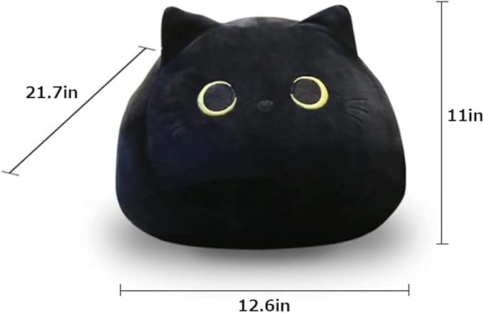 Black Cat Stuffed Animal Plush Toy Creative Cat Shape Soft Pillow Toys Gifts Cute Dolls for Girlfriend Kids Baby Girls, 55cm/21.7in