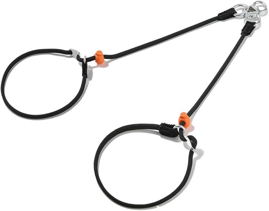Howgo Double Slip Leash Slip Lead | Dual Dog Lead for 2 Dogs,360° Swivel No Tangle | Dog Training Nylon Leash and Collar | Double Clip Coupler and Splitter | Lightweight Aluminum (Black, 3FT)