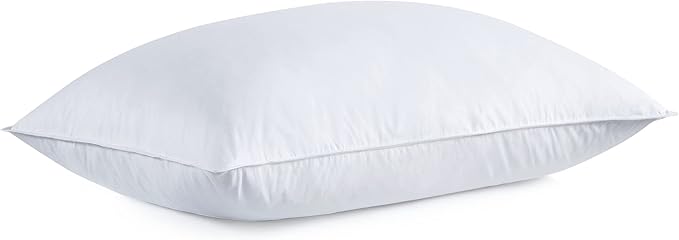 puredown® Feathers Down Pillow - Blend Soft and Flat Pillow with 100% Cotton Cover, Standard Size, Pack of 1