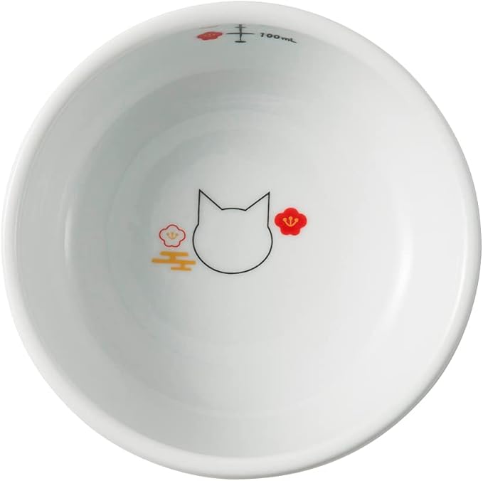 Necoichi Elevated Cat Water Bowl – Ceramic Raised Cat Bowl, Prevents Neck & Whisker Fatigue – Dishwasher & Microwave Safe – Pet Water Bowl for Cats (Fuji, Regular)