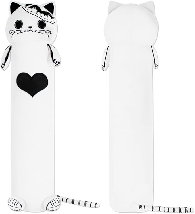 MerryXD Kawaii Long Cat Plush Body Pillow,20”Soft Cute White Stuffed Animals Plushies, Kids Big Doll Toys, Ideal Gifts for Cuddles,Girls,Girlfriend,Boys,Birthday,Christmas,Halloween,Valentine's Day