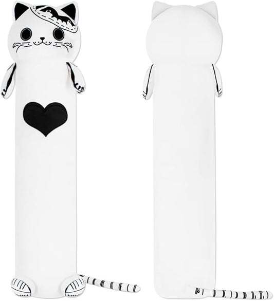 MerryXD Kawaii Long Cat Plush Body Pillow,44”Soft Cute White Stuffed Animals Plushies, Kids Big Doll Toys, Ideal Gifts for Cuddles,Girls,Girlfriend,Boys,Birthday,Christmas,Halloween,Valentine's Day