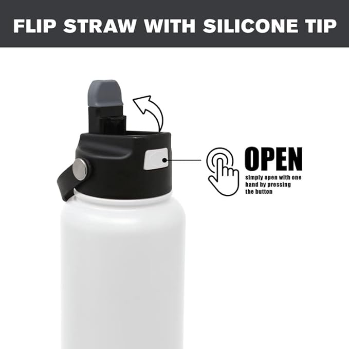 Hydraflow Hybrid - Triple Wall Vacuum Insulated Water Bottle with Flip Straw (17oz, Cocoa) Stainless Steel Metal Thermos, Reusable Leak Proof BPA-FREE for Sports and Travel