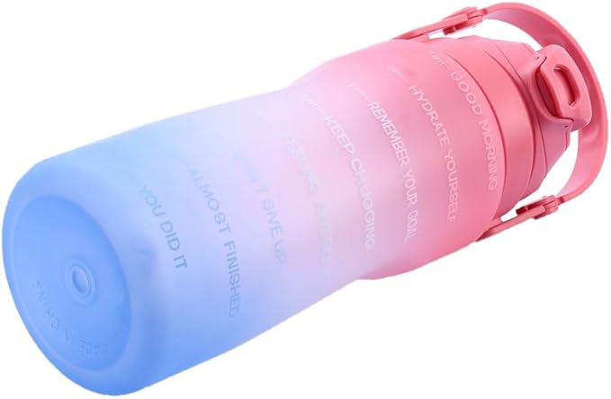 LESHP 64oz Sports Motivational Big Water Bottle With Time Marker Capacity Scale Line, Leak-Proof Reusable Large Water Bottle to Ensure You Drink Enough Water Throughout The Day for Fitness
