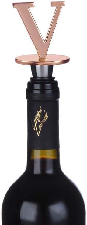 Miicol Wine Bottle Stopper, Prosecco Stopper, Rose Gold Wine Stopper, Personalised Champagne Stopper, Initial Wine Stopper, Funny Prosecco Gift, Wine Lovers Gift, Kitchen Decor, Letter V