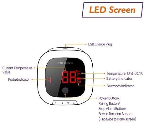 Inkbird Bluetooth Grill BBQ Meat Thermometer with Dual Probes Digital Wireless Grill Thermometer, Timer, Alarm,150 ft Barbecue Cooking Kitchen Food Meat Thermometer for Smoker, Oven, Drum