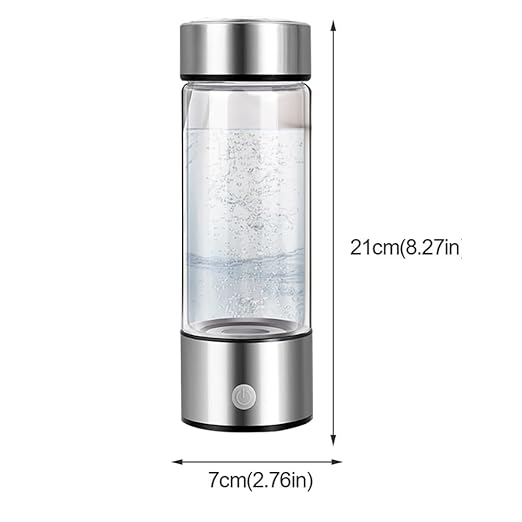 Hydrogen Water Bottle, Portable Hydrogen-Rich Water Maker Hydrogen Water Machine USB Rechargeable Hydrogen Water Glass 450ml(Silver)