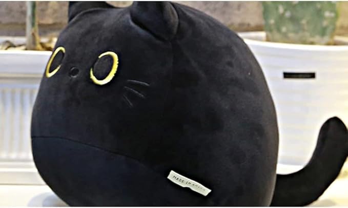 Black Cat Stuffed Animal Plush Toy Creative Cat Shape Soft Pillow Toys Gifts Cute Dolls for Girlfriend Kids Baby Girls, 25cm/9.8in
