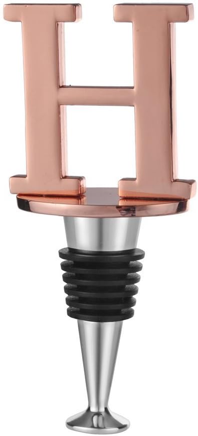 Miicol Wine Bottle Stopper, Prosecco Stopper, Rose Gold Wine Stopper, Personalised Champagne Stopper, Initial Wine Stopper, Funny Prosecco Gift, Wine Lovers Gift, Kitchen Decor, Letter H