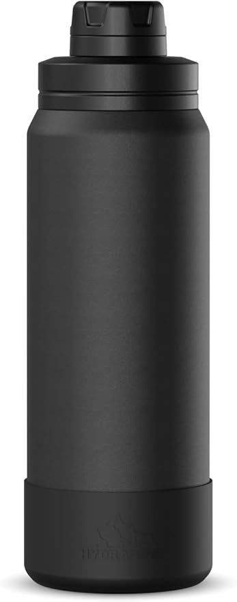 Hydrapeak 26oz Sport Insulated Water Bottle with Chug Lid, Leak & Spill Proof, Keeps Drinks Cold for 24 Hours, Hot for 12 Hours, Premium Stainless Steel Water Bottles (26oz, Black)
