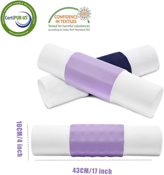 Menlo Park Cervical Neck Roll Memory Foam Pillow, Bolster Pillow, Round Neck Support Pillows for Sleeping,Comfy Cylinder Neck Roll Pillow for Pain Relief with Breathable Cooling Cover,17" L x 4" W