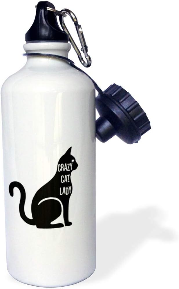 3dRose Crazy Cat Lady Sports Water Bottle, 21 oz, Multicolor
