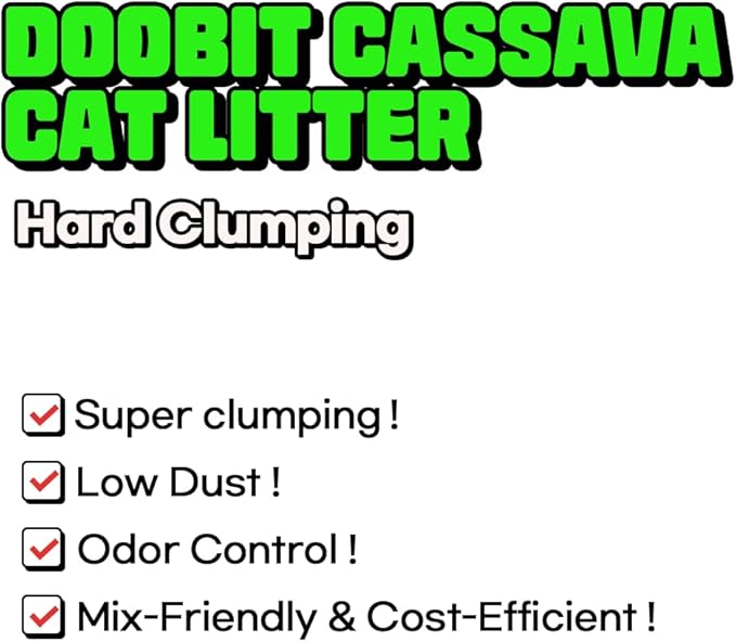Cassava Cat Litter, Spherical, Non-Stick Super Clumping, No Odor,No Dust,No Mess,100% Natural Ingredient,Plant-Base,Loved by Cats,Safe, Mixable with Clay or Various Cat Litter (5.7lb x 2pack)