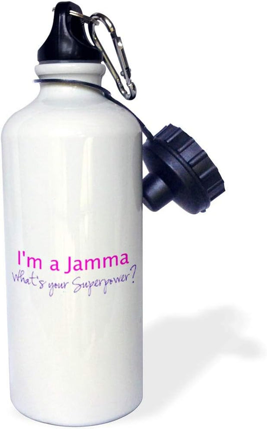 3dRose I'm A Jemma-What's Your Superpower-Hot Pink-Funny Gift for Grandma Sports Water Bottle, 21Oz, Multicolored