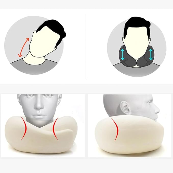 Travel Pillow Travel Neck Pillows for Airplanes Memory Foam Airplane Pillow Stowable U-Shaped Pillow(Grey Black 2)