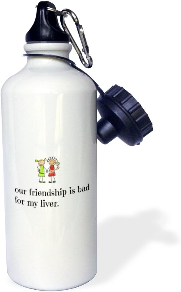3dRose friendship is bad for my liver, picture of friends, black letters-Sports Water Bottle, 21oz , 21 oz, Multicolored
