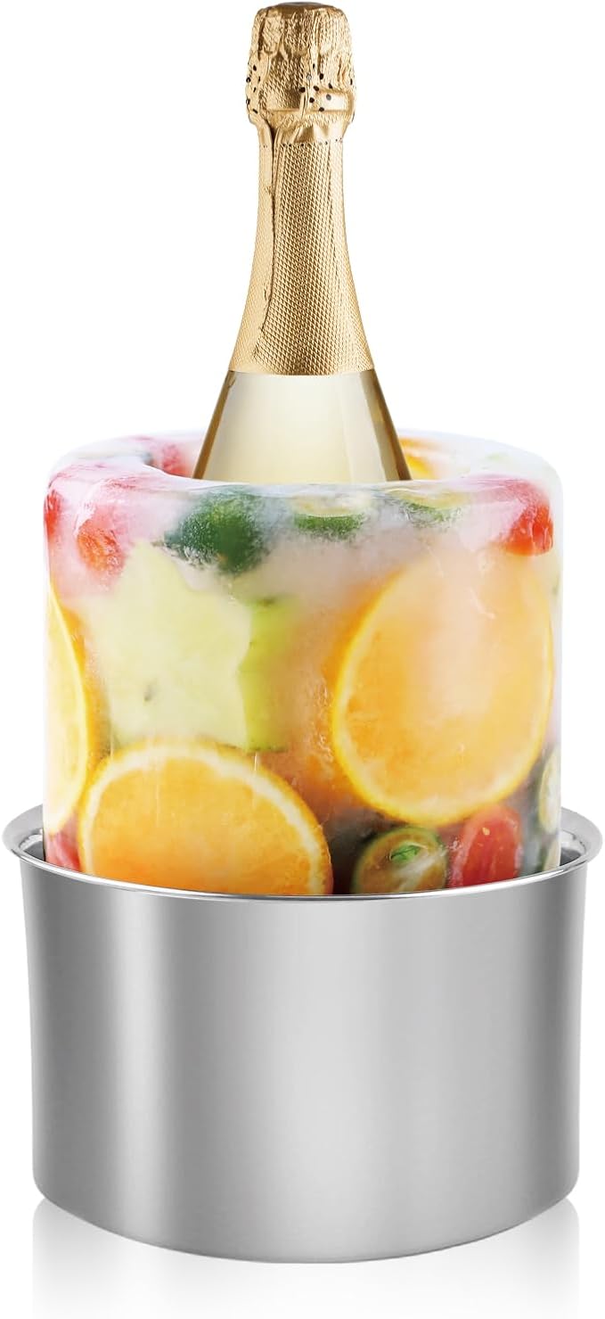 Ice Mold Wine Chiller, DIY Ice Mold Wine Bottle Chiller Cooler,Champagne Wine Whisky Beer Drink Ice Bucket Mold for Any Theme or Season