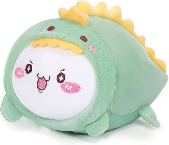 AIXINI Cute Cat Dinosaur Plush Pillow 15.7” Kitten Dino Stuffed Animal, Soft Kawaii Cat Plushie with Dinosaur Outfit Costume, Hugging Plush Pillow Toy Gifts