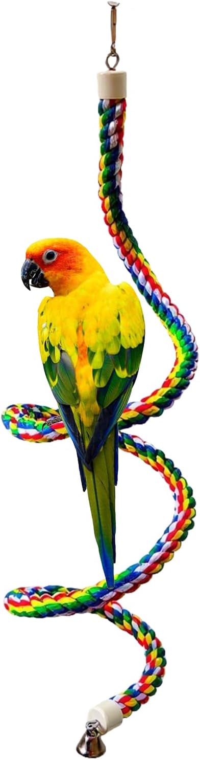 Bird Rope Perch & Birds Swing Set - Bird cage Accessories, 40‘’ Rope perches for Conures, Parrots,Cockatiel,Lovebird,Budgerigar,Parakeet perches for cage,Birds perches