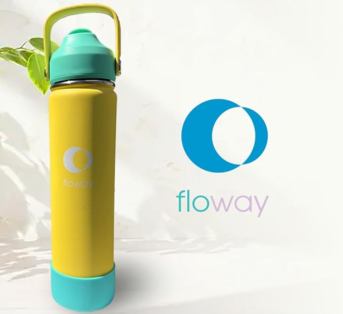 24oz Stainless Steel Vacuum Insulated Water Bottle with Straw Lid and Cleaning Brush, BPA Free, Leakproof, Temp Control, for Hot and Cold Drinks (Vibrant Lemon, 24oz)